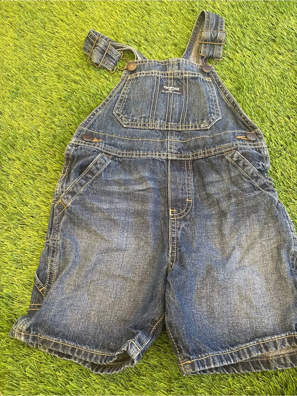 OshKosh B'gosh Vintage-Style Denim Short Overalls - Blue